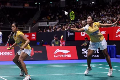 Treesa Jolly and Gayatri Gopichand in action