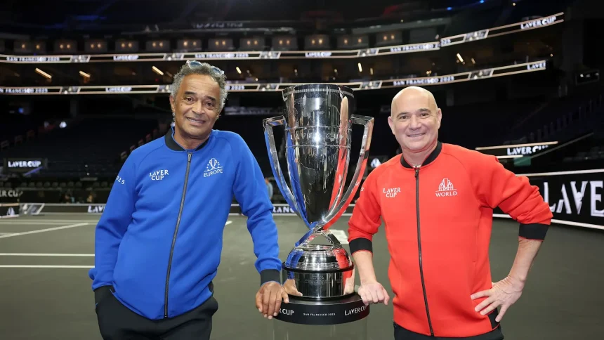 Andre Agassi and Yannick Noah